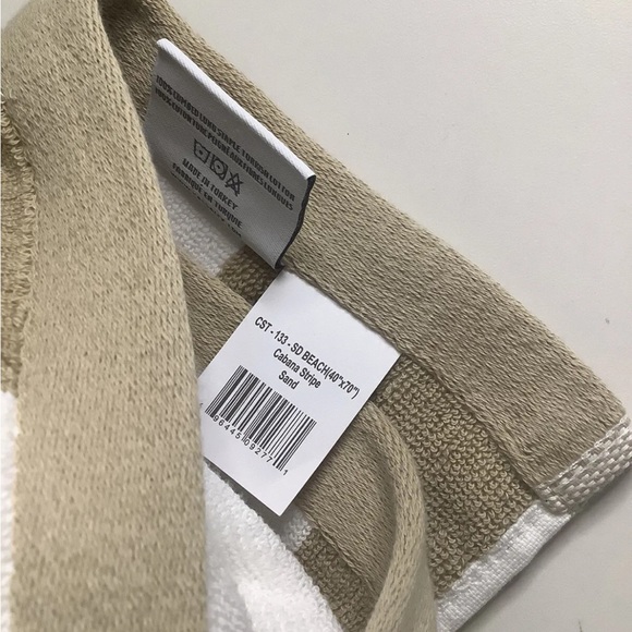 Kassatex Cabana Stripe Beach Towels-Sand 40X70 NWT - Picture 3 of 5